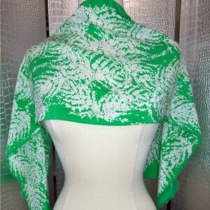 Pierre Balmain Vibrant Green and White Vintage Floral Pattern Scarf
